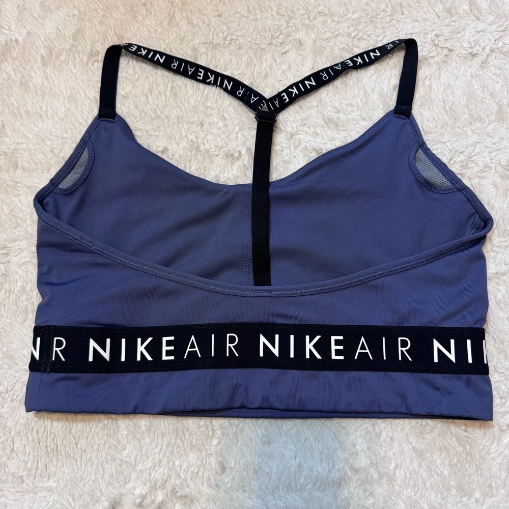 Nike Air Indy Sports Bra Large Sanded Purple Y-Back Logo Light Support - Picture 3 of 4